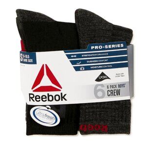 Reebok Pro-Series Crew Socks 6-Pack for Boys Size M